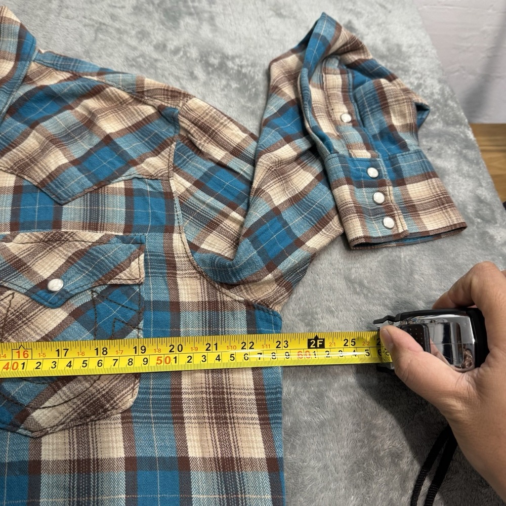 True Religion Button Up Shirt Mens XXL Brown Pearl Snap Plaid Western Cowboy - Picture 6 of 7